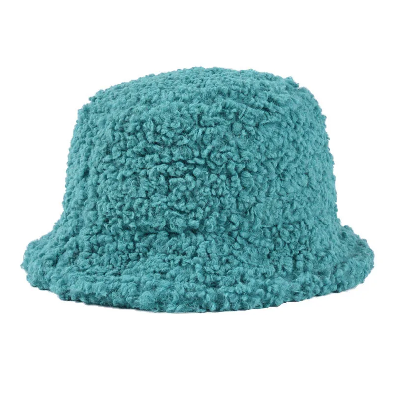 USPOP, зимние женские шапки-ведерки, женские шапки-ведерки карамельного цвета из овечьей шерсти, милые толстые теплые шапки - Цвет: Зеленый