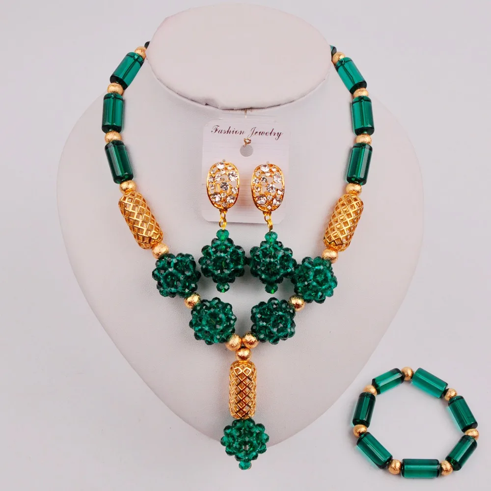 

Teal Green African Beads Jewelry Set ZQ3-07