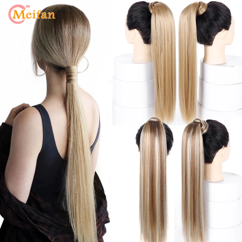 MEIFAN Длинные прямые натуральный искусственный конский хвост клип на волосы