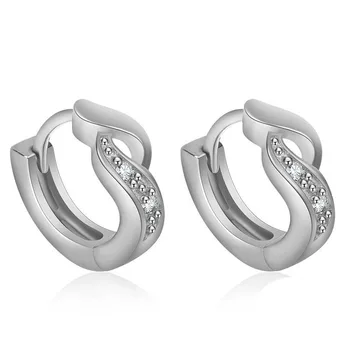 

2020 New Arrival Free Classic silver color Earrings Fashion luxury crystal inlaid buckle Ear Jewelry for Women Wholesale