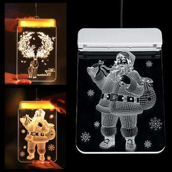 

LED Suction Cup Light 3D Santa Claus LED String Lights Christmas Lights Bells Door and Window New Year Snowflake Elk