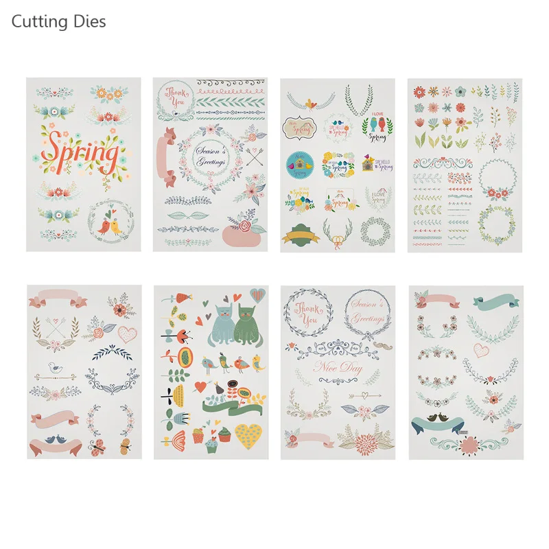 

8Sheets/lot Spring Flower Transfer Printing Paper Stickers For Scrapbooking/ Happy Planner/ Card Making/Journaling Project