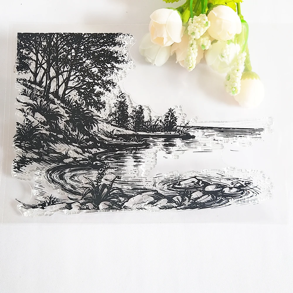 

Riverside Pond Scenery Transparent Clear Stamp/Seal for DIY Scrapbooking / Photo Album Decorative Silicone Stamps Sheets