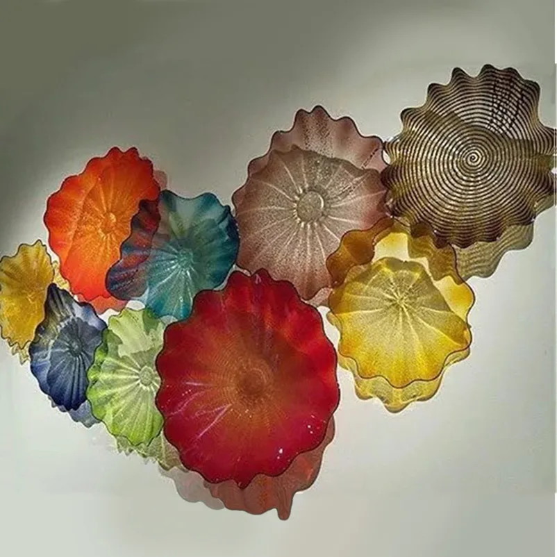 Retro Lamps Hand Blown Glass Plates Wall Decor Art Bowl /Platter Murano