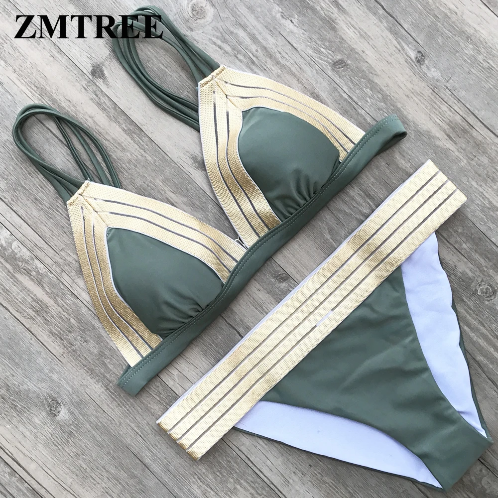 ZMTREE купальный костюм 2018 бикини женский купальник Черная пляжная одежда