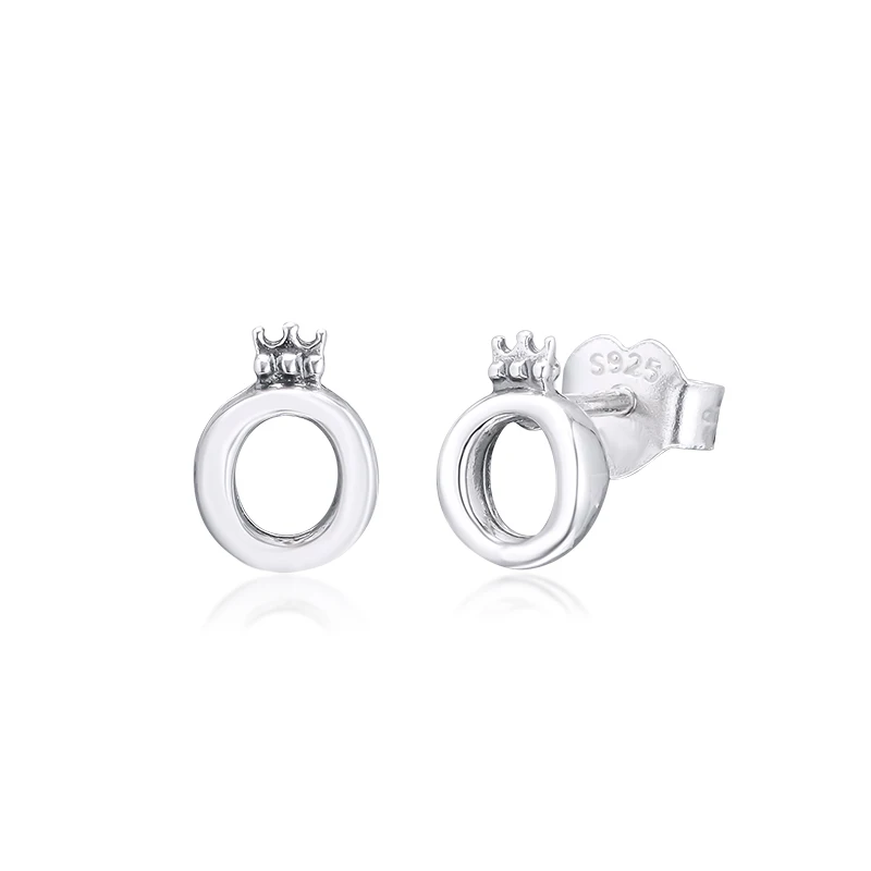 

CKK Earring Polished Crown O Stud Earrings Sterling Silver Jewelry 100% 925 Silver Women Brincos Pendientes Aretes De Mujer