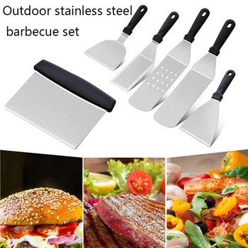 

Portable For Teppanyaki Barbecue Tool Set Outdoor Camping Professional Cooking Gift Stainless Steel Restaurant Griddle Spatula