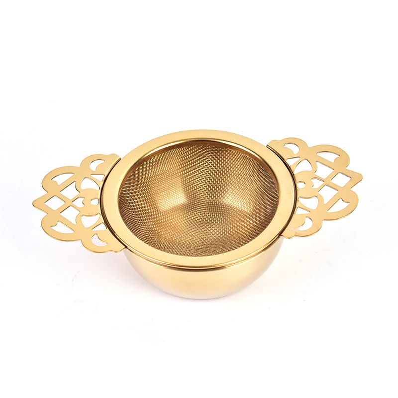 1Pcs Stainless Steel Tea Strainer Easy Clean Loose Leaf Traditional Hanging Herbal Double Ear Infuser Filter Reusable