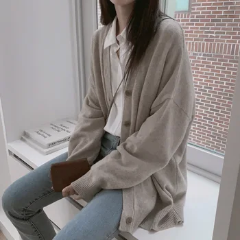 

Early Autumn Cardigan Sweater Coat Female Knit Loose Outer Wear