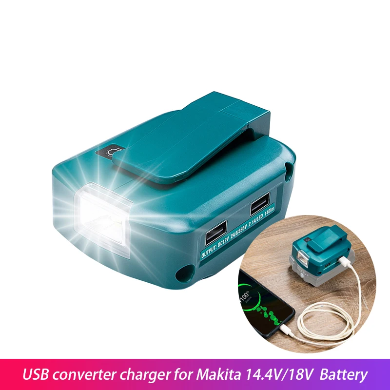 

Зарядное устройство с USB-преобразователем для Makita ADP05 14,4 В/18 в, Двойной аккумулятор Lion светодиодный ным фонариком, внешний фонарик для телефона