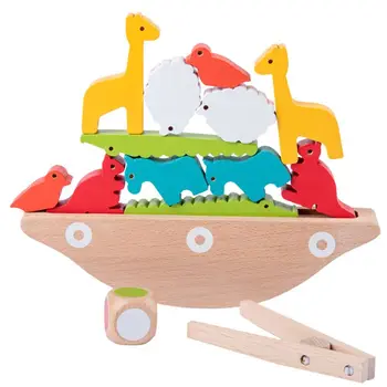 

Baby Toy Animal Balance Boat Children Wooden Toy Blocks Stacked