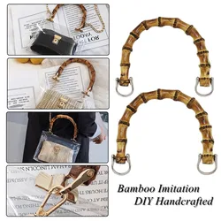 1PCS Handles For DIY Purse U Shape Bamboo Imitation Handcrafted Handbag With Link Buckle Handle Bags Parts Accessories