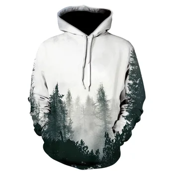 

New Fashion Autumn Winter Men/women Thin Sweatshirts With Hat 3d Print Trees Hooded Hoodies Hip Hop 3d Pullover Tracksuits Tops