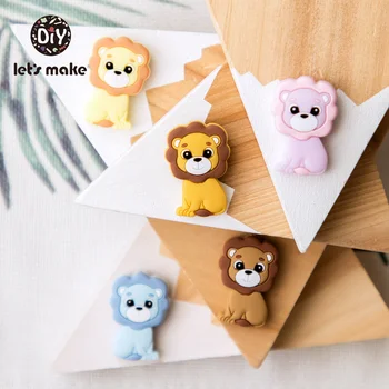 

Let's Make 5pc Lion Silicone Beads Cartoon Teethers Animals Teething BPA Free Teether For Teeth Dummy Holder Chain Baby Teethers