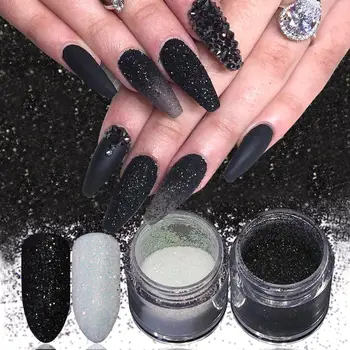 

MSHARE Sugar Nail Glitter Powder Set 4g 2pcs Black White Gradient for UV Gel Polish Nails Decorations Dipping Manicure Nail Art
