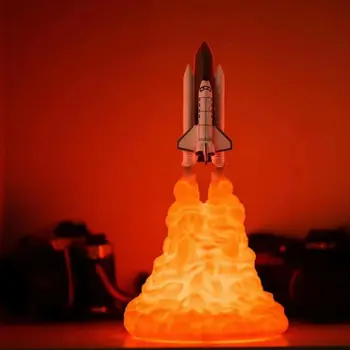 

3d Print Space Shuttle Rocket Night Light Table Desk Lamp Home Decor Space