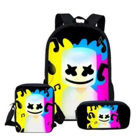 Picture color DJ Marshmello Guy школьная сумка для подростков мальчиков и девочек, детский персональный школьный ранец Marshmallow face Smile Hip-Hop веселый рюкзак - Цвет: Picture color