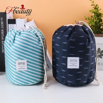 

Women Lazy Drawstring Cosmetic Bag Round Travel Makeup Bag Organizer Make Up Case Storage Pouch Toiletry Beauty Kit Neceser