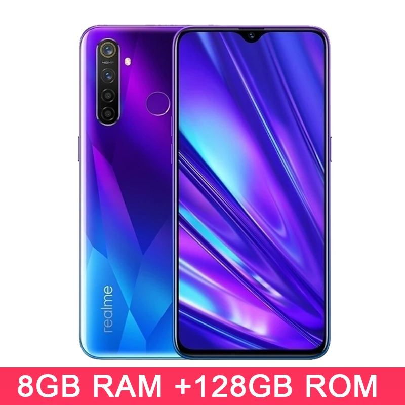 Realme Q 4 Гб 64 Гб ПЗУ 6,3 ''мобильный телефон Snapdragon 712AIE Восьмиядерный 48MP четырехъядерный мобильный телефон VOOC 20W быстрое зарядное устройство - Цвет: 8GB 128GB Blue
