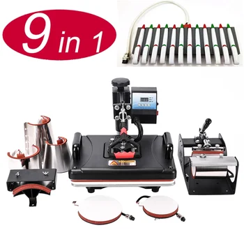 

New 9 In 1 Pen Heat Press Machine Sublimation Printer Heat Transfer Machine Heat Press For Mugs/Caps/T shirts/Cases/Bottles/Pens
