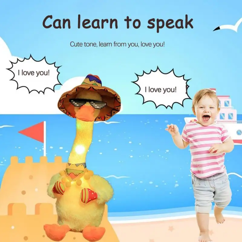 Dance Ducks Toy Plush Duck Doll Toy Repeat Sing Duck Electric Plush Cute Speak Talking Animals Baby Early Education Gift