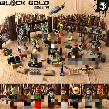 

Black Gold Military Blocks Brick Weapon Army CS SWAT Police PUBG Figures Building blocks Set Toys for Children