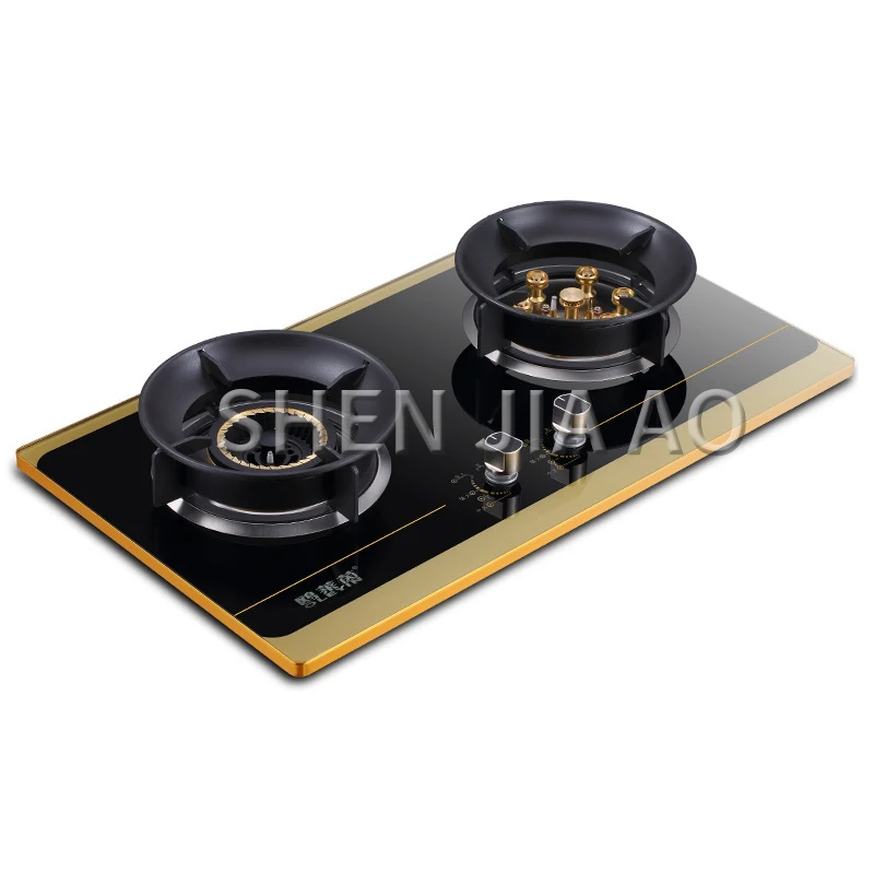 Газовая плита с двойной печи стол из закаленного стекла со встроенной