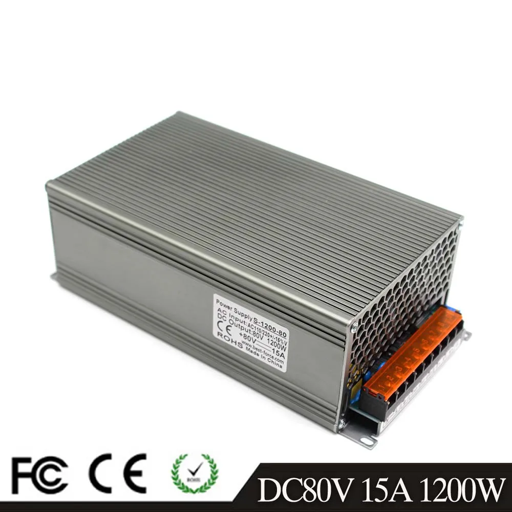 Лучшее качество 80V 15A 1200W Драйвер импульсного источника питания 110V 220V AC вход в DC80V