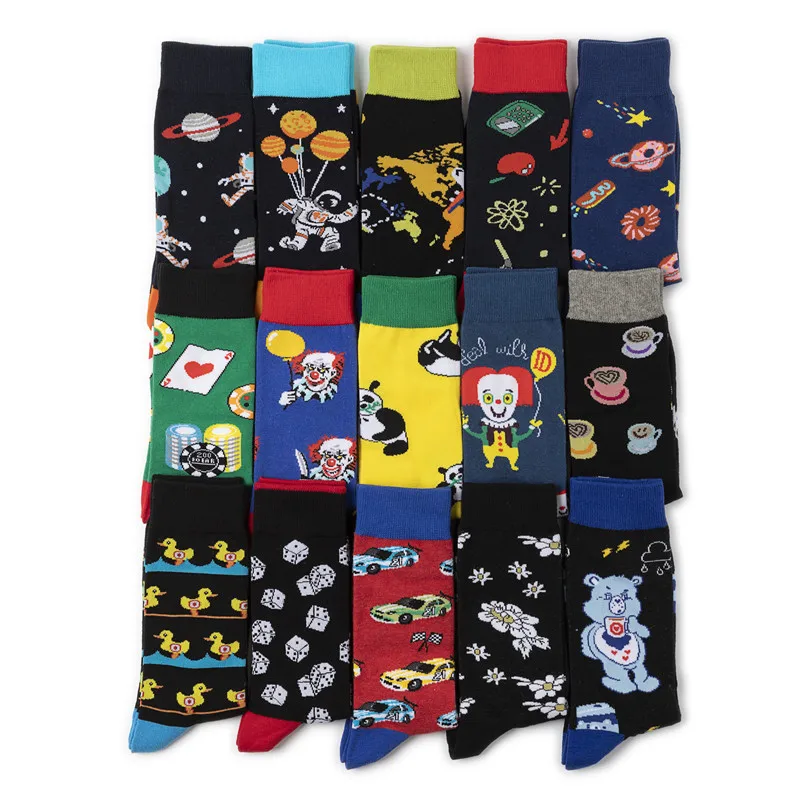 

Men's mid-length socks Cotton cartoon men's socks Multi-pattern socks Personalized socks