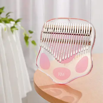 

21-Key Kalimba Thumb Piano Transparent Acrylic Cat Claw Model Finger Percussion Kalimba Musical Instrument with Storage Bag