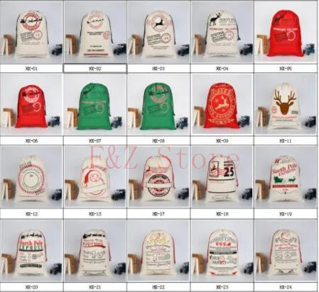 100pcs/lot 12 Styles Large Christmas Canvas Santa Sack Drawstring Gift Bag Stripe Santa Sac