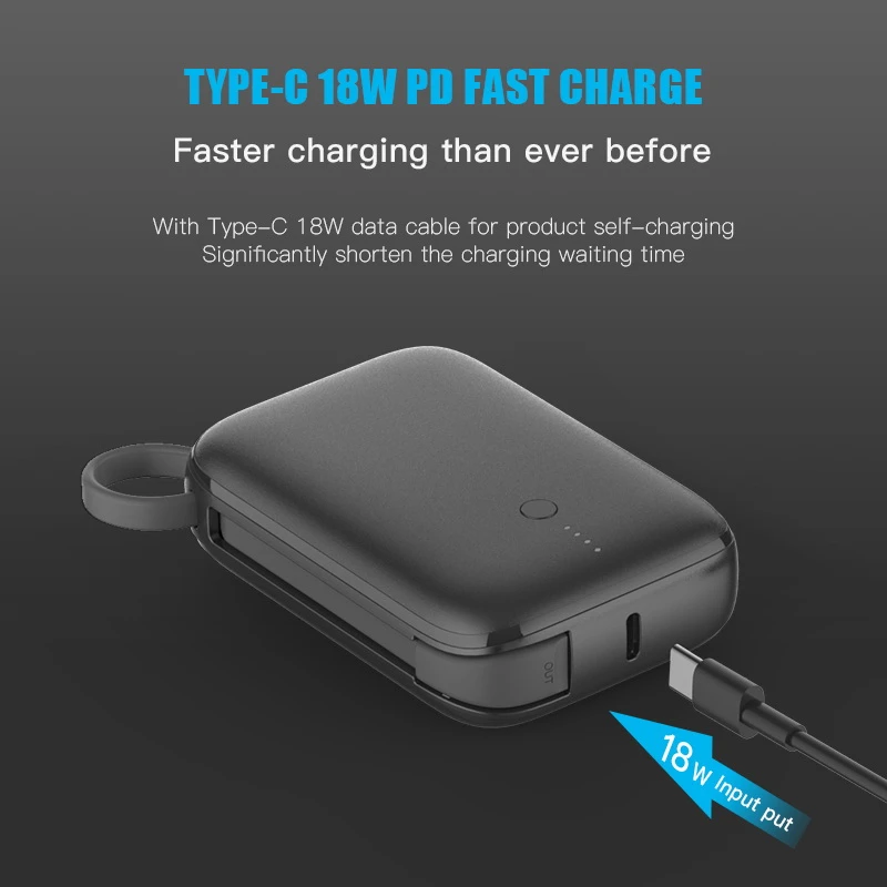 10000mAh Mini Power Bank With Type C Cable PD 22.5W Fast Charging Powerbank for iPhone 12 11 Pro Huawei Samsung Xiaomi Poverbank charging bank