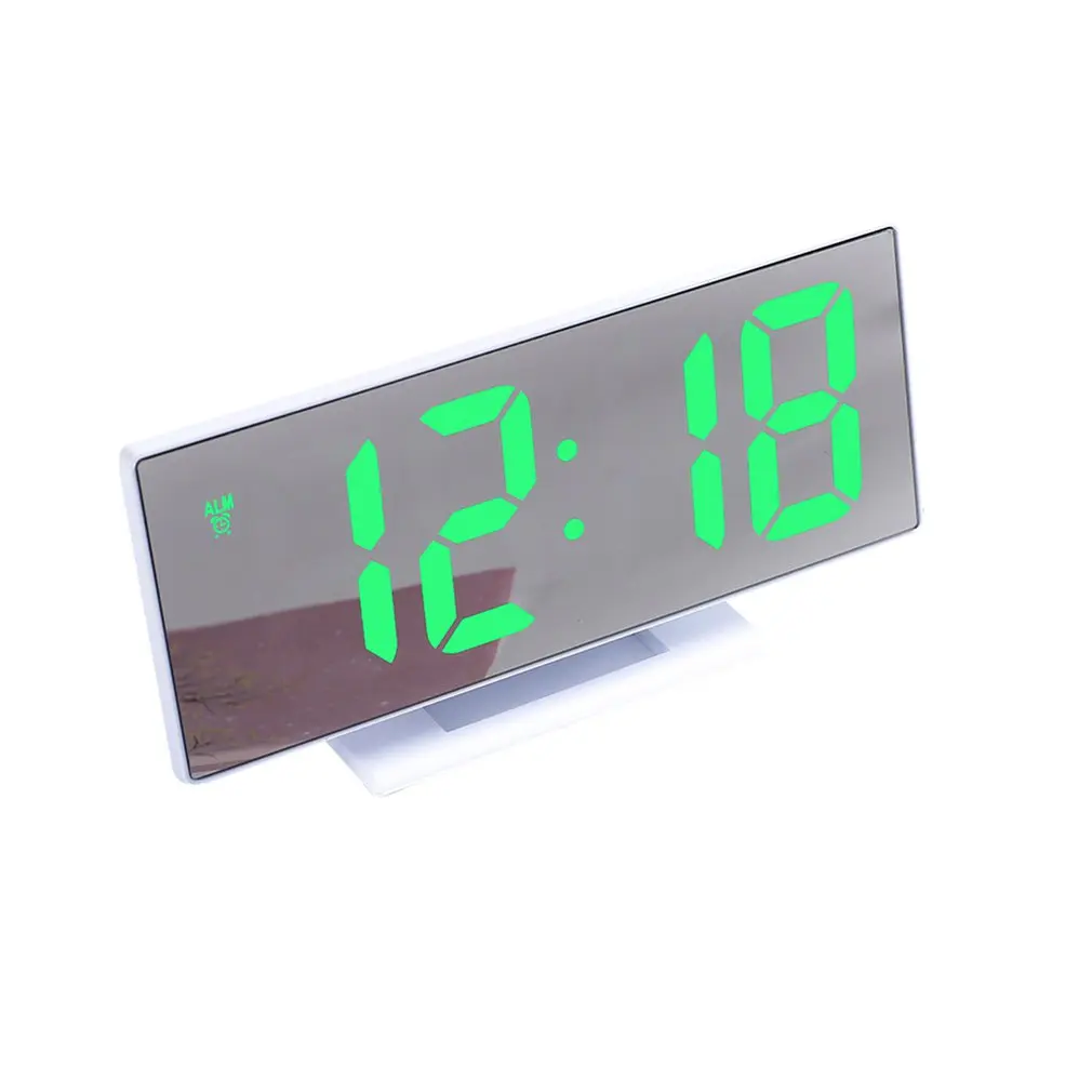 Snooze Desk Digital Alarm Clock LED Mirror Clock Multifunction Snooze Display Time Night Led Table Desktop - Цвет: Черный
