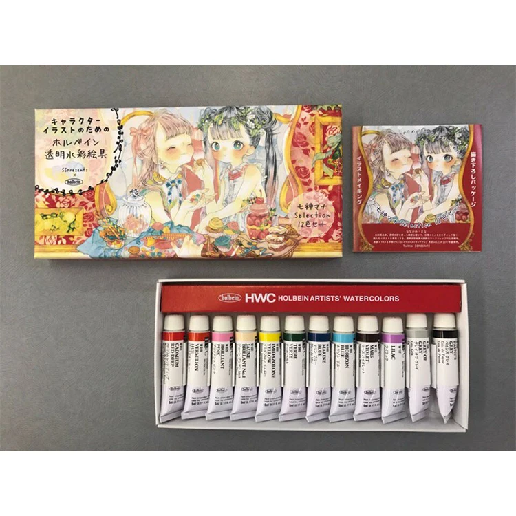 US $52.24 Holbein Seven Gods Nana Watercolor Paint Collaboration New Color Matching Set Artist Grade 12 Colors 5ml Water Color
