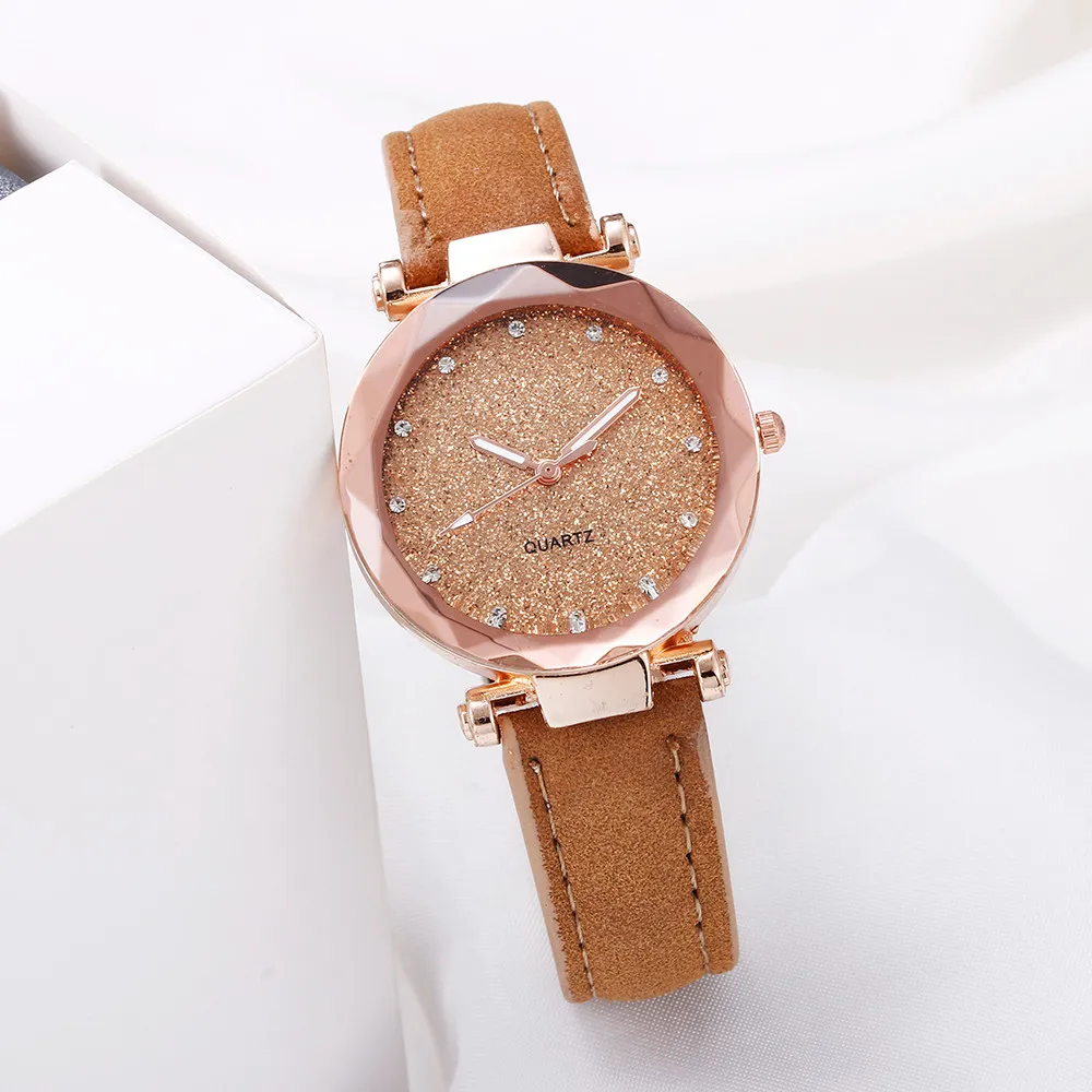 Ladies Watch High Quality Korean Rhinestone Quartz Watch Sport Fashion watch Leather Band Female Clock montre femme Belt Watch