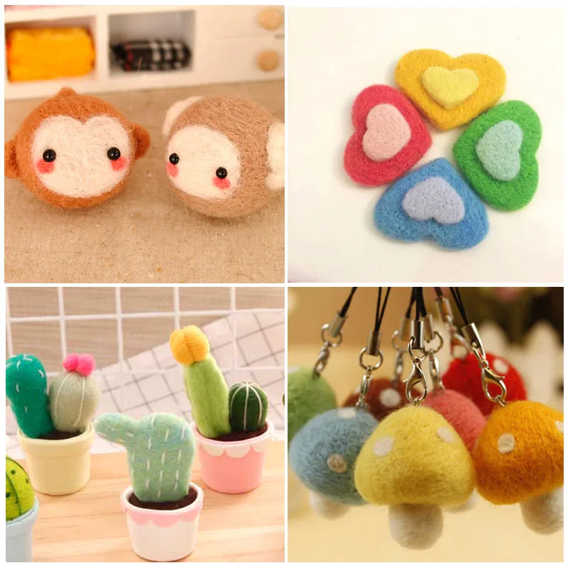 Merino Felting Wool Wool Fibre Roving For Needle Felting Hand Spinning DIY materials Needle 16 Colors