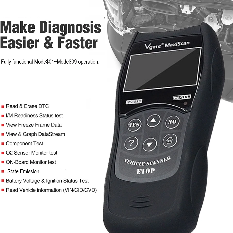 VS890 OBD2 Авто сканер мульти-языковой, коде отказа двигателя считыватель-анализатор сиденье автомобиля искусственная кожа полный OBDII/EOBD(система бортовой диагностики диагностический инструмент лучше ELM327