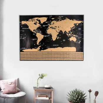

Scratch off World Map Deluxe Erase Personalized Travel Scratch for Map Black World Map Room Home Painting Decor Wall Stickers