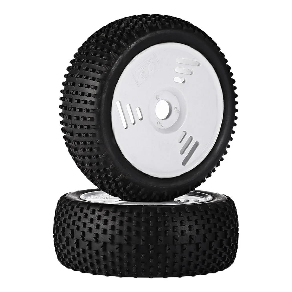 1 Pair RC 1:8 Off-Road Car Tire with Wheel Rim for  VP-PRO ZDRacing HPI FS White+Black