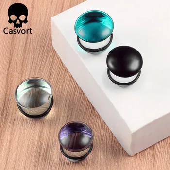 

Casvort 2PCS New Rubber Glass Ear Body Jewelry Expanders Piercing Tunnels Plugs Strechers Ear Gauges Gift For Women Men Gift