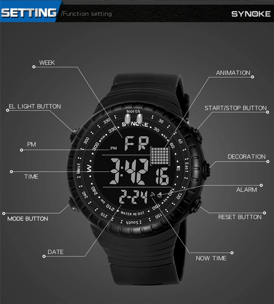 2021 New Men's Digital Watch Men Sports Watches Dual Time Pedometer Alarm Clock 50M Waterproof Military Watch Relogios Masculino