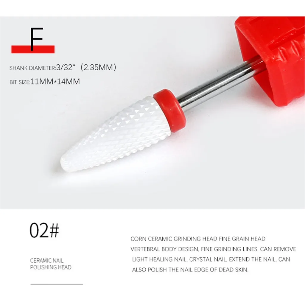 Керамический сверло для ногтей, полировальная головка для электрического маникюрного сверла, аксессуары для удаления геля, инструменты для дизайна ногтей