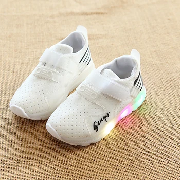 

Kids Breathable Mesh Sneakers Autumn Toddler Sport Running Baby Shoes Boys Girls LED Luminous Shoes