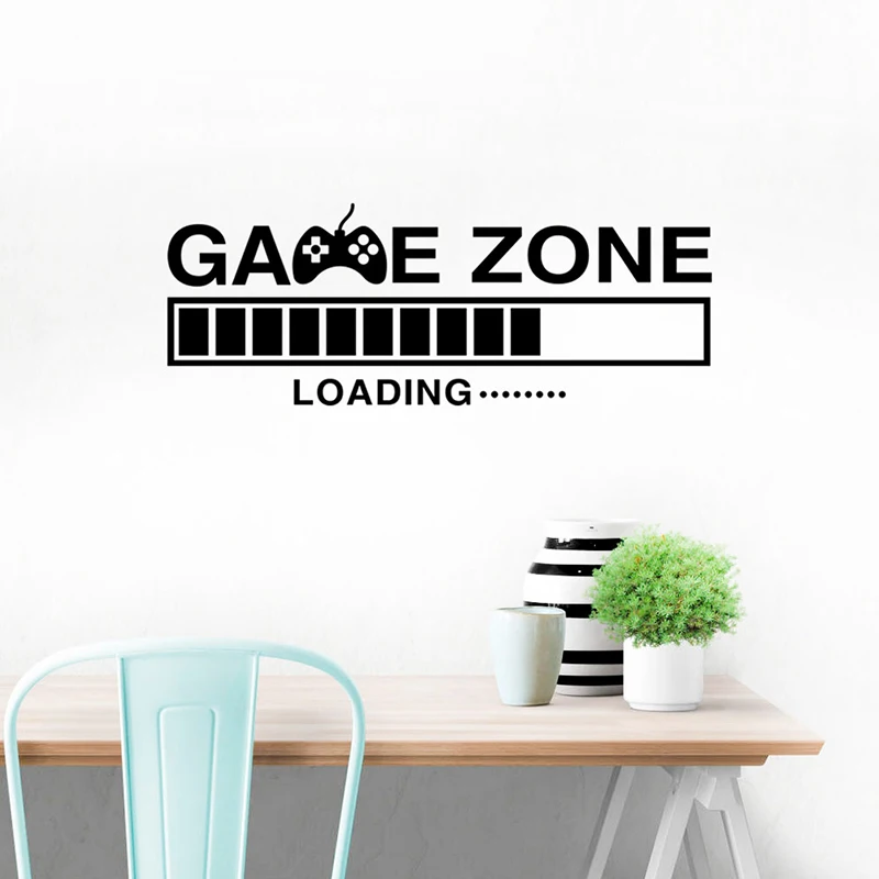 Game Room Home Decor Computer Video Game Zone Loading Decal Wall Quotes Mural Gamer Sign Vinyl Wall Stickers Playroom Decoration