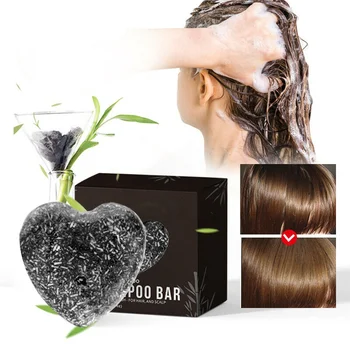 

High Quality Bamboo Charcoal Hair Soap No Chemicals Handmade Oil Control Deep Clean Shampoo Soap