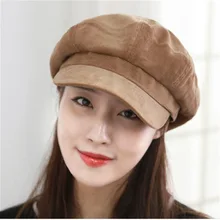 Шляпа утконоса осенняя и зимняя Вельветовая женская шапка художника изогнутые карнизы Модный корейский Стильный берет восьмиугольная уличная монохромная