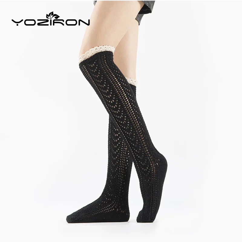 YOZIRON кружевные гетры черного цвета для женщин зимние вязаные носки школьной