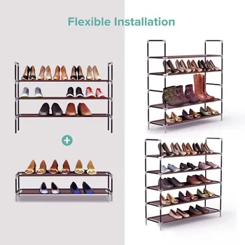 

Multifunction 5/8/10 Tiers Simple Assembly Non-Woven Fabric Shoe Rack Dustproof Shoe Cabinet With Handle Home Organizer Storage