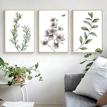 

Nordic Canvas Painting Modern Style Plant Leaves Wall Art Painting Decorative Picture for Aisle Living Room Home Decoration