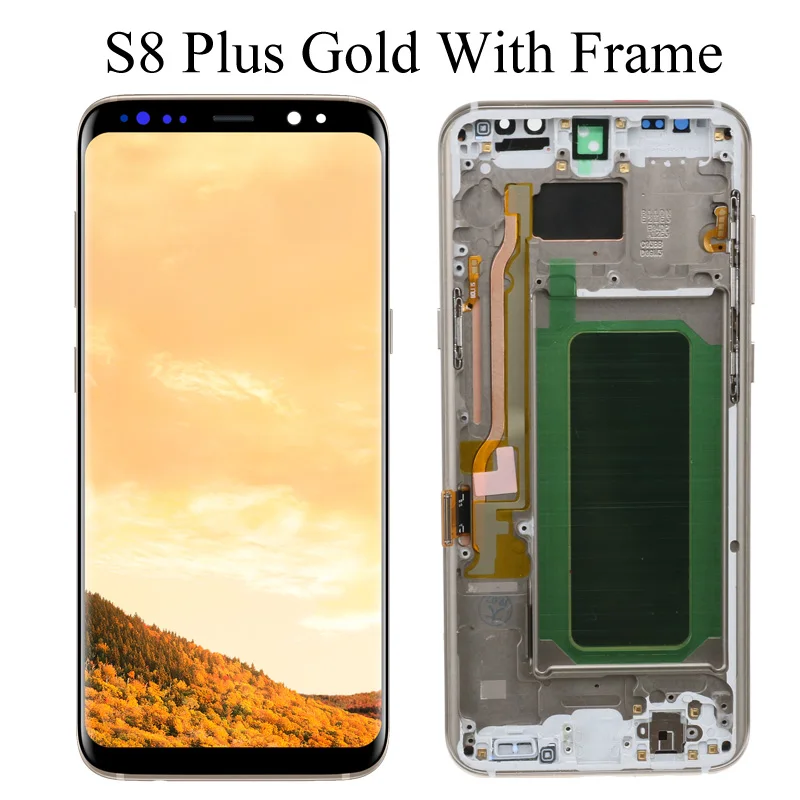 S8 S8plus экран дисплея для SAMSUNG Galaxy S8 экран Замена ЖК сенсорный дигитайзер сборка G950F G955 с рамкой - Цвет: S8 Plus Gold Frame